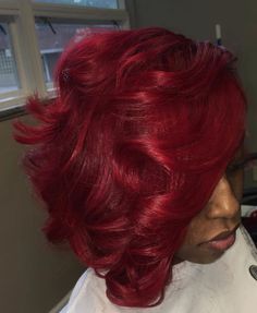 Black Woman Red Hair, Purple Natural Hair, Pressed Hair, Burgundy Red Hair, Natural Hair Ponytail, Fav Hairstyles, Future Hairstyles, Christmas Styles