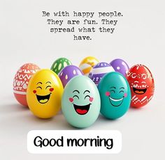 an image of happy easter eggs with good morning message