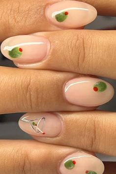 Red Chili Pepper Nails, Red Festival Nails, Martini Nail Art, A Toni Bit Older, Bartender Nails, Italian Nails Trends, Doll Activities, Martini Nails, Olive Nails