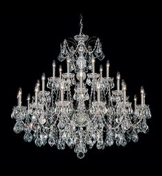 a large crystal chandelier on a black background