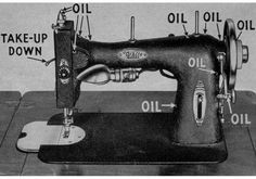 an old sewing machine with instructions on how to use it