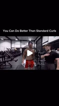 a man standing in front of a gym machine with the caption you can do better than standard curls