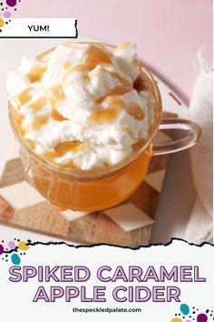 Indulge in the comforting fall flavors with the Spiked Caramel Apple Cider. This delicious cocktail recipe combines crisp apple cider with homemade salted caramel and a splash of bourbon. You can enjoy it with or without spirits, too! #EasyEntertaining #SpeckledPalate Spiked Caramel Apple Cider, Caramel Apple Cider Cocktail, Apple Cider Bourbon, Caramel Apple Cider, Spiked Cider, Spiked Apple Cider, Homemade Salted Caramel, Cider Tasting, Apple Cider Cocktail