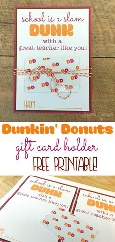 dunkin'donuts gift card holder with free printable on the front and back