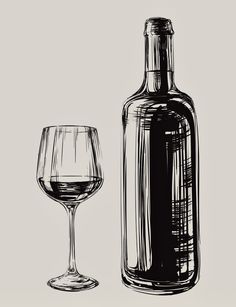 a bottle and a glass on a white background