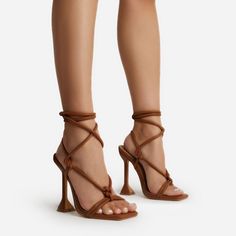 Ego Brown Square Toe Strappy Lace Up High Heel Sandals Size 11 Never Worn Ego Heels, Ego Shoes, Brown Square, Lace Up High Heels, Size 11 Heels, Brown Sandals, Lace Up Flat, Heel Sandals, Womens High Heels