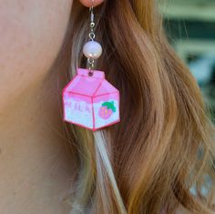 Strawberry Milk Carton Shrink Plastic Dangle Earrings Breakfast Kawaii Cute https://etsy.me/3TMoUlx #unisexadults #earlobe #kawaiiearrings #cuteearrings #cutejewelry #kawaiijewelry #strawberrymilk #milkcarton #breakfast #etsy #etsyshop Strawberry Milk Carton, Kawaii Earrings, Kawaii Jewelry, Milk Carton, Shrink Plastic, Strawberry Milk, Pink Pastel, Aesthetic Pink, Etsy Earrings Dangle