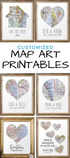 the printable map art is perfect for valentine's day