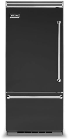 a black refrigerator freezer sitting on top of a counter