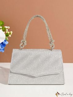 BirdinBag - Glittery Mini Silver Square Bag for Party with Flap Top Handle Mini Fashion, Handle Bag, Square Bag, Evening Bags, Top Handle, Metallica, Clutch Bag, Top Handle Bag, Purse