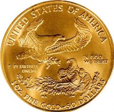 a gold coin with an eagle on it