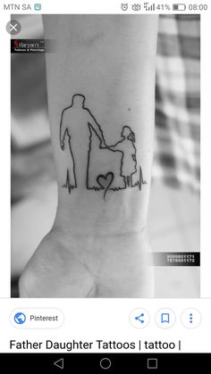 a small tattoo on the wrist of a person holding a child's hand and an adult