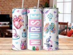 This vibrant Nurse Tumbler features a beautiful medical-themed design including heart, brain anatomy and healthcare elements. Perfect for nurses and healthcare professionals, this tumbler is an ideal gift to show appreciation. Great for sipping your favorite beverages while showcasing your dedication to the medical field. Whether for personal use or as a thoughtful gift, this tumbler is a unique way to celebrate the nurse life. Product Features: Product: Includes 20oz straight skinny tumbler, st Professional Gift Ideas, Nurse Symbol, Nurse Tumbler, Brain Anatomy, Medical Gifts, Medical Design, Professional Gifts, The Design Files, Pharmacist