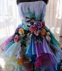 Rainbow Wedding Dress, Rose Wedding Dress, Handmade Wedding Dresses, Timeless Glamour, Mini Wedding Dresses, Garden Wedding Dresses, Paradise Garden, Rainbow Wedding, Fairy Wedding