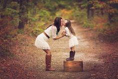 fall mother/daughter session Fall Mother Daughter Photoshoot, Mother Daughter Fall Photoshoot, Woods Background, Daughter Picture, Mom Daughter Photos, Mommy Daughter Photoshoot, Mother Daughter Poses