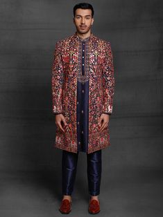 Blue Colour & red maroon colour Handcrafted front open Designer Sherwani for groom with elegant kurta inside made from the finest silk fabric will make you feel like a king on the happiest & most important day of your life.you can customize it according to your measurement as the fitting make it more beautiful to wear.Its beautifully hand embroidered and zari work all over and on sherwani shwal.Elegant sherwani for groom,groom sherwani,sherwani for men sherwani men,indowestern for men COST INCLU Groom Dress For Wedding, Indowestern Men, Men Wedding Sherwani, Indo Western Dress For Men, Men Wedding Dress, Wedding Dress Groom, Indowestern Sherwani, Groom Sherwani, Sherwani Groom