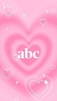 a pink background with hearts and stars in the shape of an abc letters on it