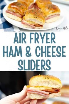 air fryer ham and cheese sliders on a plate