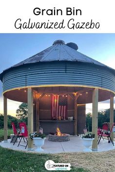 an outdoor gazebo with the words grain bin galvaniized gazebo