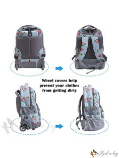 Bird in Bag - Wheeled Rolling Backpack with Multiple Compartments for College Books and Laptop, Business Trip Ready Multifunctional School Backpack Luggage, Functional Backpack-style Shoulder Bag With Laptop Sleeve, Functional Backpack With Laptop Sleeve For On-the-go, Laptop Backpack With Adjustable Strap For On-the-go, Multifunctional Travel Laptop Bag With Anti-theft Pocket, Laptop Business, Travel Backpack With Removable Pouch, Multicolor, College Books, Rolling Backpack