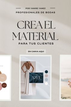 an ad for the brand creael material para tus clientes, featuring photos and text