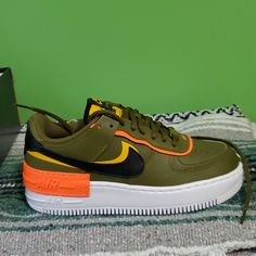 Nike Airforce 1s In Olive And Black. Size 7. Green Leather Nike Air Force 1 With Round Toe, Green Synthetic Nike Air Force 1 For Streetwear, Nike Air Force 1 Green Round Toe, Green Nike Air Force 1 With Round Toe, Nike Air Force 1 In Green Synthetic, Green Synthetic Nike Air Force 1, Airforce 1s, Red Nike Shoes, Casual Tennis Shoes