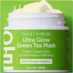 Amazon.com : SeoulCeuticals Korean Skin Care Face Mask for Sensitive Skin - Korean Skincare Green Tea Wash Off Masks - K Beauty Face Masks - Aloe Vera Mask + Centella Asiatica Hydrating Facial Spa Mask 2oz : Beauty & Personal Care Face Mask Cream, Spa Mask, Aloe Vera Mask, Vegan Face Mask, Green Tea Face Mask, Face Masque, Spa Masks, Korean Face Mask, Skin Care Face