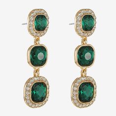 Included: 1 Pair of EarringsFeatures: Rhinestones, HypoallergenicEarring Back: PostShape: Cushion, LinearMetal Color: Gold ToneEarring Length: 50mmEarring Width: 14.5mmCare: Wipe CleanStone Type: 78 GlassEarrings Type: Post EarringsEarrings Style: Drop EarringsMetal: ZincCountry of Origin: Imported Glass Drop Earrings, Monet Jewelry, Earrings Green, Earrings Drop, Jewellery And Watches, Women Jewelry, Drop Earrings, Glass, Green