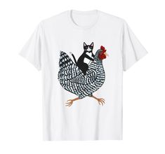 PRICES MAY VARY. Funny Cat Riding Chicken Shirt Tuxedo Cat on a Chicken Lover great gifts for birthdays, christmas, Xmas, Halloween. Funny Cat Riding Chicken Shirt Tuxedo Cat on a Chicken Lover perfect shirt for boys, girls, men, women. Who love Cat, Chicken, Animals. Lightweight, Classic fit, Double-needle sleeve and bottom hem Cat Riding, Tuxedo T Shirt, Chicken Shirt, Chicken Tshirts, Shirt For Boys, Chicken Shirts, Love Cat, Chicken Lovers, Tuxedo Cat