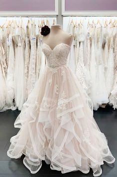 Light Champagne Tulle Lace Ball Gown Wedding Dress 2021 sold by Anniebride on Storenvy Layer Wedding Dress, Prom Dress Champagne, Lace Long Prom Dress, Prom Dress Lace, Champagne Evening Dress, Lace Applique Wedding Dress, Lace Wedding Dress With Sleeves, Dress Champagne, Pnina Tornai