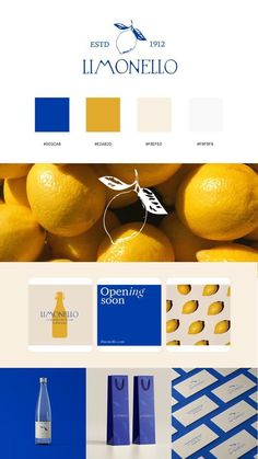 the website is designed to look like it has lemons and blue packaging on it