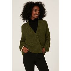 Green knit (40% Nylon, 30% Wool, 30% Alpaca). Cardigan. Long sleeves. Front button closure. 23" from shoulder to hem. Imported. Winter Textured Knit Cardigan For Work, Winter Workwear Cardigan With Textured Knit, Cozy Green Cardigan For Work, Soft Knit V-neck Sweater For Work In Fall, Alpaca Cardigan, Cardigan Green, Rent The Runway, Cardigan Long, Closet Designs