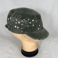 Tropical Trends Military Cadet Distresses Edge Hat With Decorative Rhinestone Green 100% Cotton Distresses Edge Decorative Rhinestone 1 3/4" Brim 3" Crown Height Style: Cadet Model: Lc566r-Asst 2" Elastic In The Back For Size Adjustability One Size Fits Most Condition Note: Brand New Without Tag. There Is A Small Cut On The Internal Tag As Part Of The Distribution Process. Please See The Last Photo. Silver Festival Hat With Rhinestones, Tropical Trend, Crown Heights, Trending Accessories, Crown, Elastic, Brand New, Hats, Green