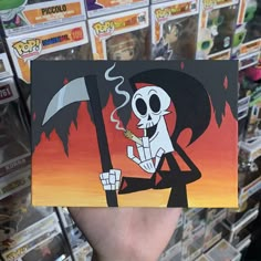 Grim Reaper Billy And Mandy Drawing, Grunge Canvas Painting, Horror Paintings Canvas, Things To Paint On Canvas Trippy Easy, Cartoon Paintings Easy Canvas, Scary Paintings Easy, Cool Trippy Painting Ideas, Trippy Cartoon Painting Ideas, Draw Art Ideas