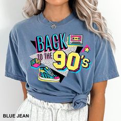 Vintage Back To The 90'S Shirt, Comfort Colors 90S Shirt, 90S Party Shirt, 90S Trip Shirt, 90S Group Shirt, Retro 90S Shirt -Comfort Colors 1717 Adult unisex short sleeve heavyweight t-shirt -6.1 oz. pre-shrunk crewneck T-shirts -100% Ring spun Cotton -Garment-dyed soft washed fabric -Relaxed fit -Double-needle stitching on neck, sleeves and bottom hem -Twill label PLEASE NOTE:  All our apparel is custom and made to order. We do not accept returns or exchanges. Please feel free to contact us with questions regarding fit/size.   The way the colors appear on different devices may vary and may not be an exact representation.  Shirt colors are pigment dyed. Slight shade variation of garment colors is likely in the pigment dye process.   We do not send proofs of a design unless requested by the 90s Inspired Outfits Party, Back To The 90's, Disney 90s, 40 Birthday, 90s Inspired Outfits, 90s Party, 90s Shirts, Group Shirts, Travel Shirts