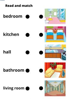 the words in this worksheet are to read and describe what room they are