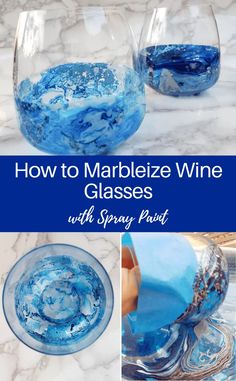 how to marbleize wine glasses with spray paint