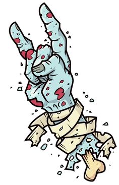 an ink drawing of a zombie hand coming out of the ground with his fingers up