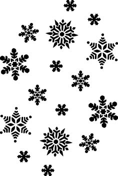 black and white snowflakes on a white background