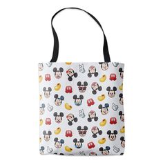 Mickey's in an expressive mood on this customizable tote featuring an allover print of Mickey emojis. Your next shopping trip just got a little more earth-friendly and a lot more stylish with this reusable sturdy bag. Disney Wallet, Emoji Patterns, Mickey Mouse Silhouette, Disney Purse, Minnie Mouse Bow, Mickey Mouse Club, Tote Pattern, Disney Merchandise, Disney Accessories