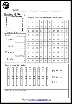 worksheet for numbers 1 - 10 with pictures and words to help students learn how to