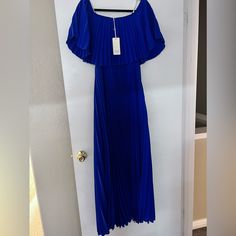 New Vici Dress Spring Royal Blue Maxi Dress, Royal Blue Spring Maxi Dress, Royal Blue Pleated Summer Dress, Blue Pleated Maxi Dress For Formal Occasions, Blue Pleated Maxi Dress For Formal Events, Formal Blue Pleated Maxi Dress, Royal Blue Maxi Dress For Spring, Blue Evening Maxi Dress For Spring, Blue Maxi Dress For Evening In Spring