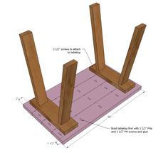 two wooden posts are shown with measurements for the legs and bases to make them stand out