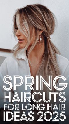 Achieve a modern, chic look with this spring haircut for long hair idea 2025! Featuring soft layers, subtle highlights, and a sleek half-up twist, this style is perfect for any occasion. 🌿 Pair it with statement earrings for added flair. #SpringHaircuts #LongHair2025 #TrendyHairstyles