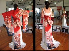 Kimono Style Wedding Dress, Kimono Remake, Modern Kimono, Western Wedding Dresses