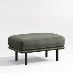 Wells Renew Vegan Leather Ottoman | Crate & Barrel