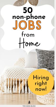 the cover of 50 non - phone jobs from home, with text overlaying it