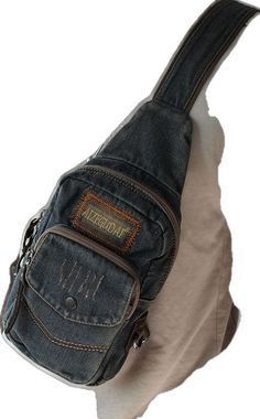 Streetwear Denim Bags With Pockets, Denim Streetwear Bags With Pockets, Denim Bags With Pockets For Streetwear, Black Denim Travel Shoulder Bag, Casual Black Denim Shoulder Bag, Casual Canvas Chest Bag With Zipper Pocket, Denim Sling Bag, Mens Sling Bag, Sling Bag For Men