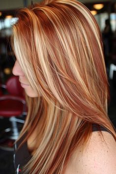 Pelo Color Cobre, Hair Styles Baddie, Blue And Black Braids, Blonde Red Hair, Red Hair With Blonde, Red Hair Ideas, Red Hair With Blonde Highlights, Hair With Blonde Highlights, Cinnamon Hair