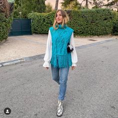 Reposhing This Item I Purchased From @Amnaasf5. Never Used It. Its Brand New! Blue Zara Tops For Winter, Blue Bohemian Sweater For Layering, Zara Knitted Vests, Zara Blue Winter Cardigan, Zara Blue V-neck Top, Turquoise Blue Scarf, Turquoise Top, Top Street Style, Zara Jackets